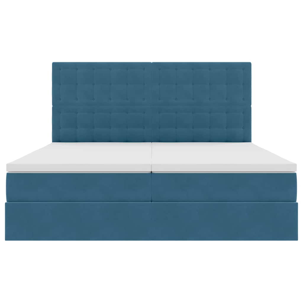vidaXL Bett mit LED-Lichtleisten Dunkelblau 200 x 200 cm Samt