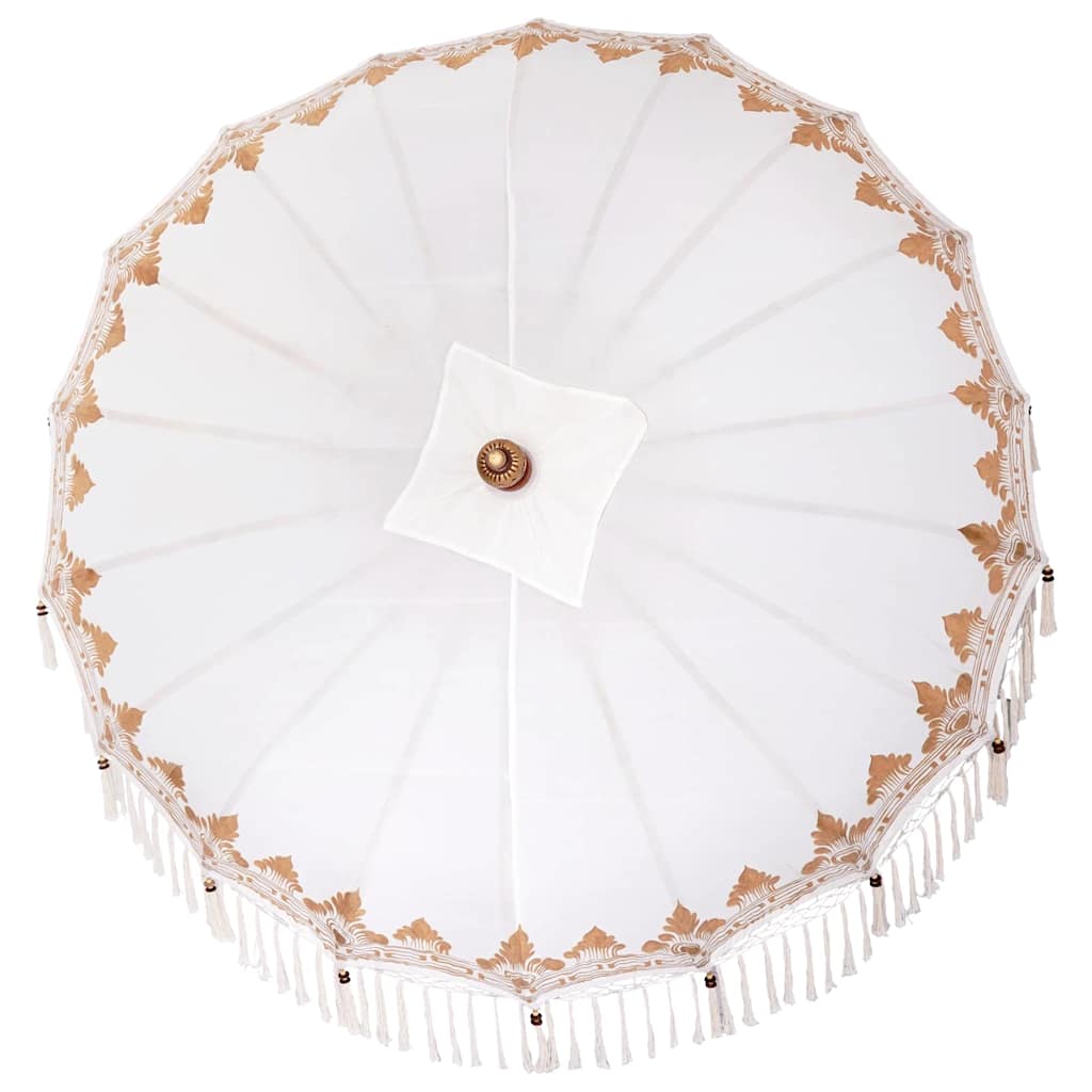 vidaXL Balinesischer Sonnenschirm mit Sockel Creme 185 x 185 x 260 cm