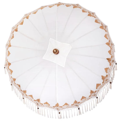vidaXL Balinesischer Sonnenschirm mit Sockel Creme 185 x 185 x 260 cm