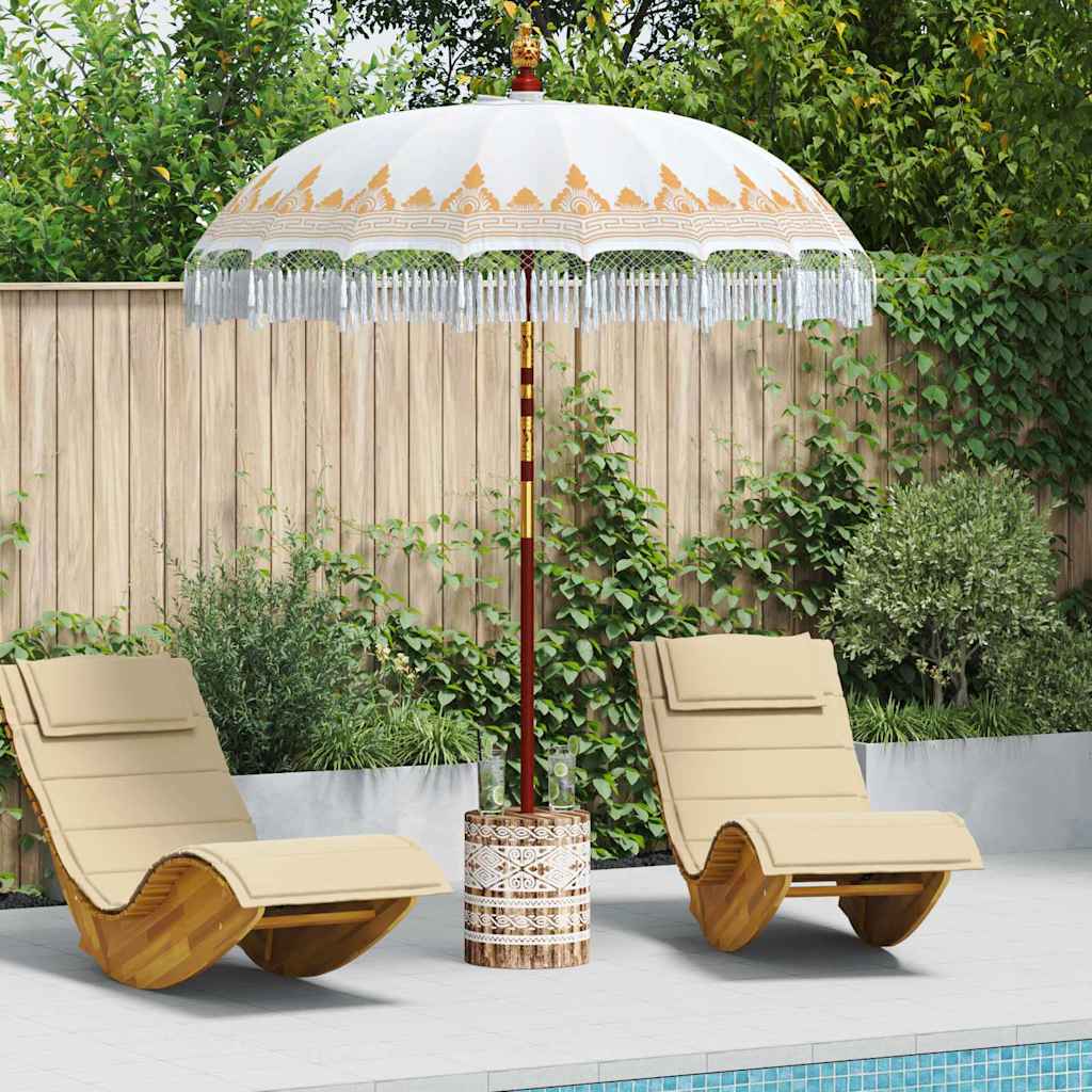 vidaXL Balinesischer Sonnenschirm mit Sockel Creme 185 x 185 x 260 cm