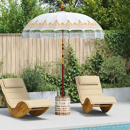 vidaXL Balinesischer Sonnenschirm mit Sockel Creme 185 x 185 x 260 cm