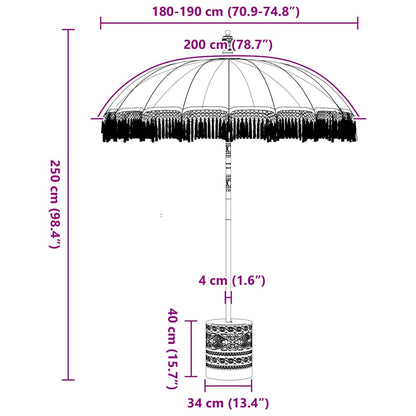 vidaXL Balinesischer Sonnenschirm mit Sockel Creme 185 x 185 x 260 cm