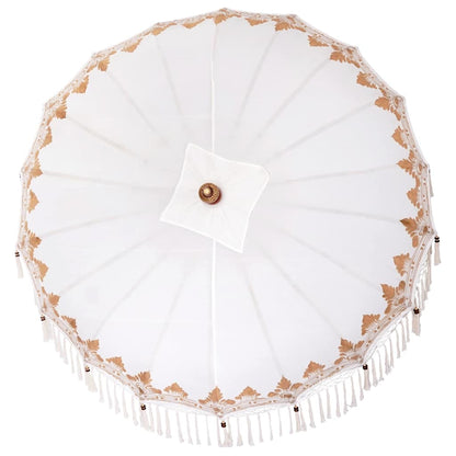 vidaXL Balinesischer Sonnenschirm mit Sockel Creme 215 x 215 x 260 cm