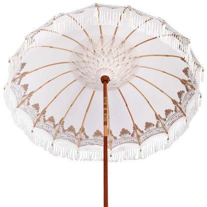 vidaXL Balinesischer Sonnenschirm mit Sockel Creme 215 x 215 x 260 cm