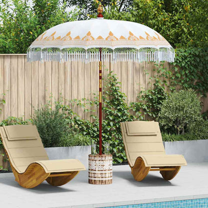 vidaXL Balinesischer Sonnenschirm mit Sockel Creme 215 x 215 x 260 cm