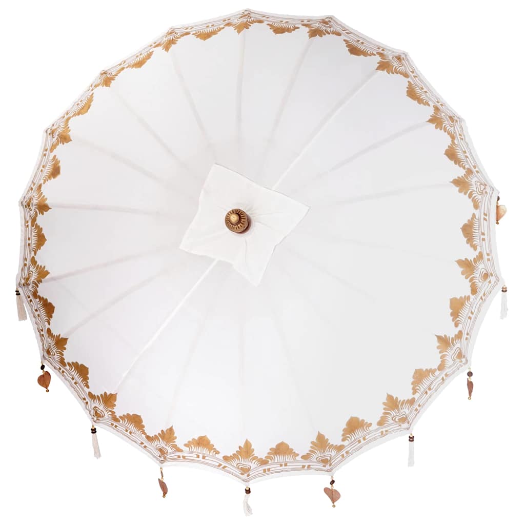 vidaXL Balinesischer Sonnenschirm mit Sockel Creme 185 x 185 x 260 cm