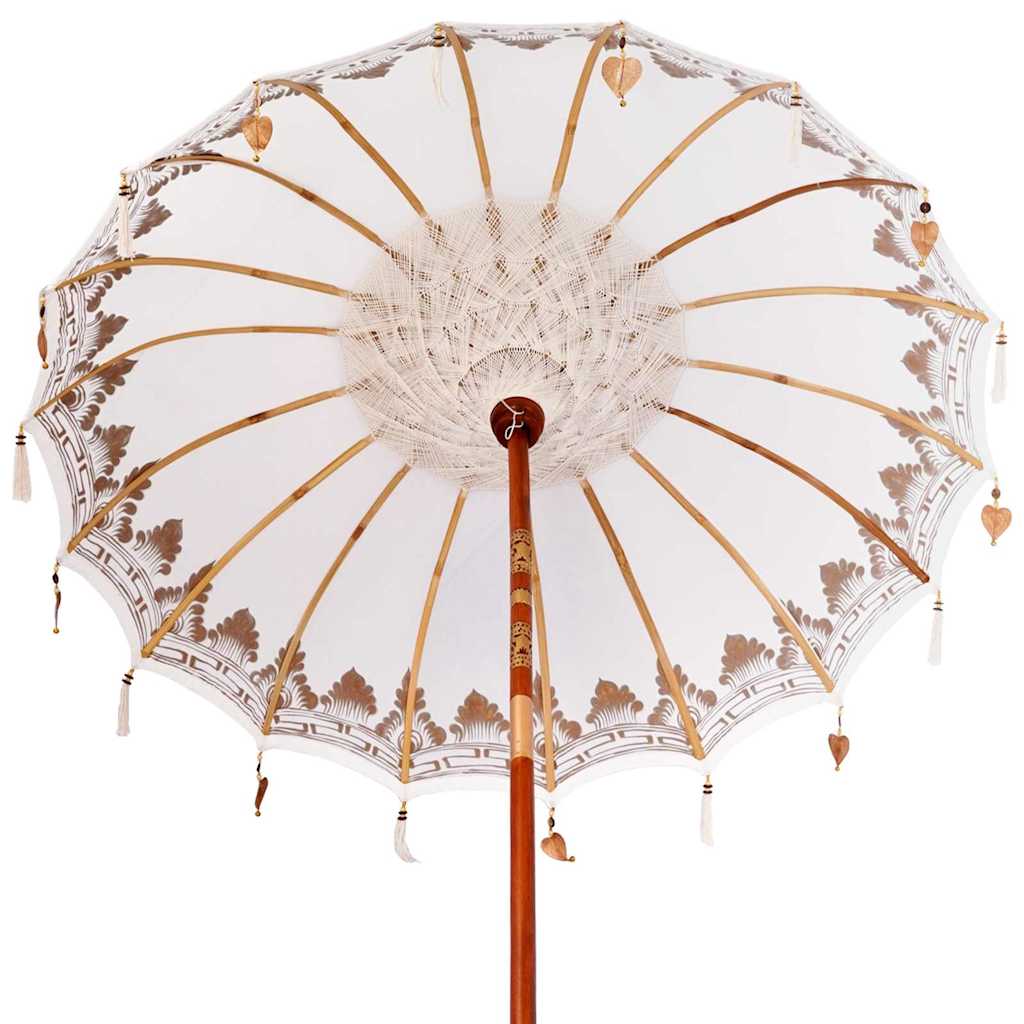vidaXL Balinesischer Sonnenschirm mit Sockel Creme 185 x 185 x 260 cm