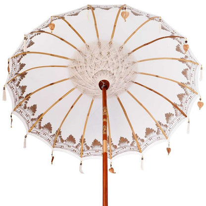 vidaXL Balinesischer Sonnenschirm mit Sockel Creme 185 x 185 x 260 cm