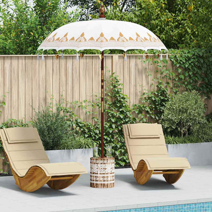 vidaXL Balinesischer Sonnenschirm mit Sockel Creme 185 x 185 x 260 cm
