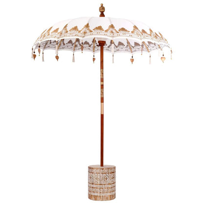 vidaXL Balinesischer Sonnenschirm mit Sockel Creme 185 x 185 x 260 cm