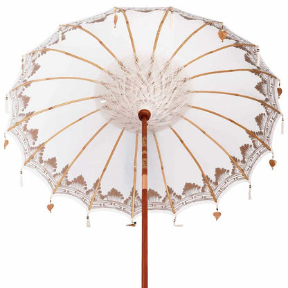 vidaXL Balinesischer Sonnenschirm mit Sockel Creme 215 x 215 x 260 cm