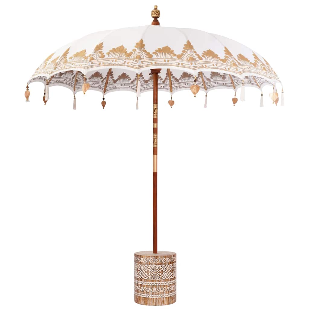 vidaXL Balinesischer Sonnenschirm mit Sockel Creme 215 x 215 x 260 cm