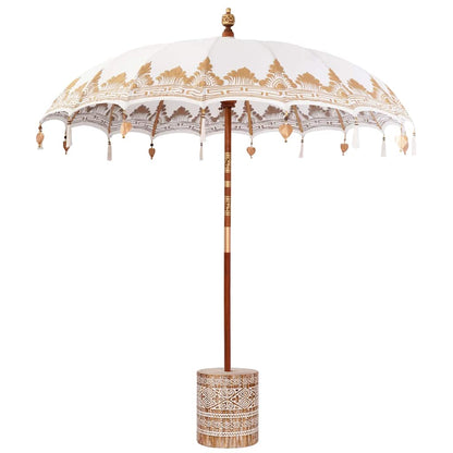 vidaXL Balinesischer Sonnenschirm mit Sockel Creme 215 x 215 x 260 cm