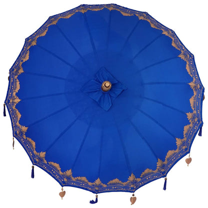 vidaXL Balinesischer Sonnenschirm mit Sockel Blau 185 x 185 x 260 cm