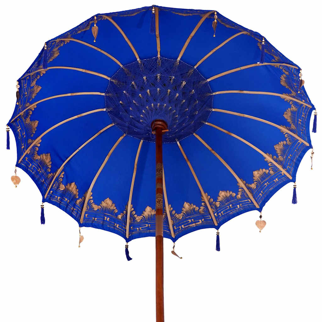 vidaXL Balinesischer Sonnenschirm mit Sockel Blau 185 x 185 x 260 cm