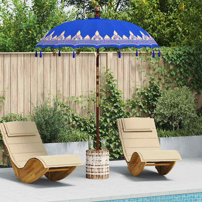vidaXL Balinesischer Sonnenschirm mit Sockel Blau 185 x 185 x 260 cm