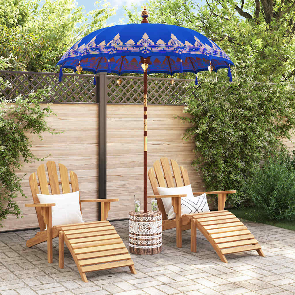 vidaXL Balinesischer Sonnenschirm mit Sockel Blau 185 x 185 x 260 cm
