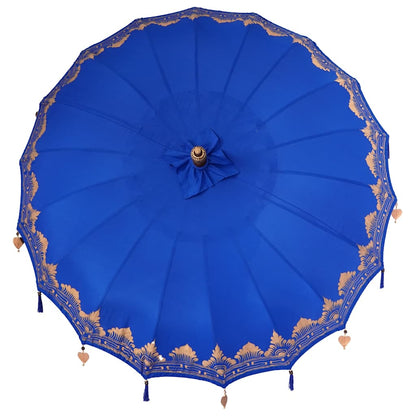 vidaXL Balinesischer Sonnenschirm mit Sockel Blau 215 x 215 x 260 cm