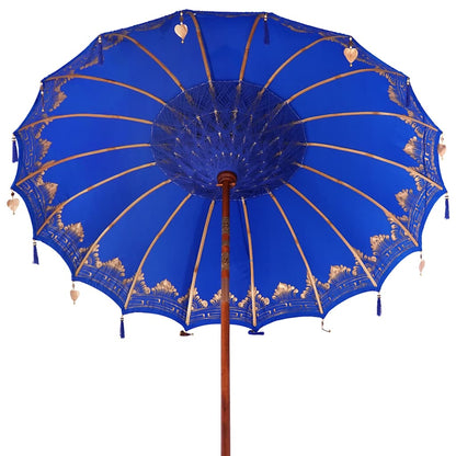vidaXL Balinesischer Sonnenschirm mit Sockel Blau 215 x 215 x 260 cm
