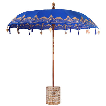 vidaXL Balinesischer Sonnenschirm mit Sockel Blau 215 x 215 x 260 cm