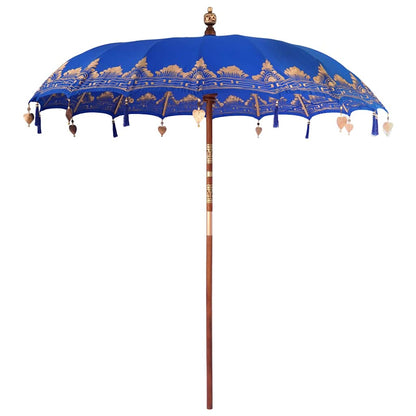 vidaXL Balinesischer Sonnenschirm mit Sockel Blau 215 x 215 x 260 cm