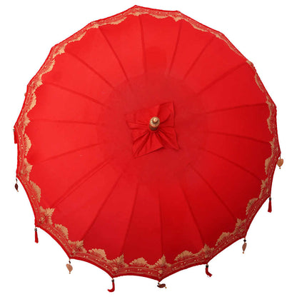 vidaXL Balinesischer Sonnenschirm mit Sockel Rot 215 x 215 x 260 cm
