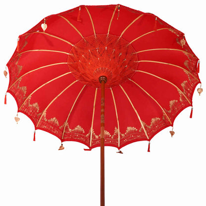vidaXL Balinesischer Sonnenschirm mit Sockel Rot 215 x 215 x 260 cm