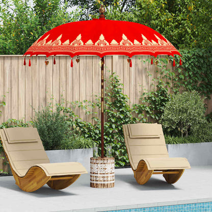 vidaXL Balinesischer Sonnenschirm mit Sockel Rot 215 x 215 x 260 cm