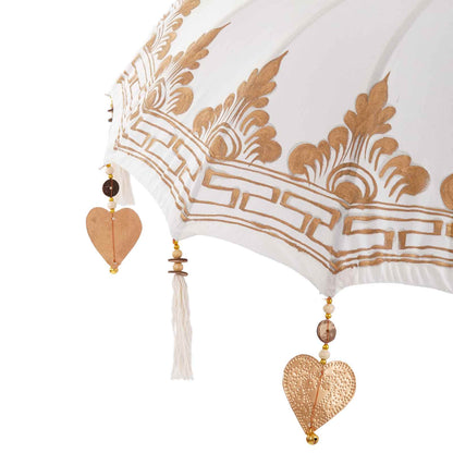 vidaXL Balinesischer Sonnenschirm mit Sockel Creme 95 x 95 x 260 cm
