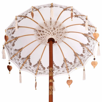 vidaXL Balinesischer Sonnenschirm mit Sockel Creme 95 x 95 x 260 cm