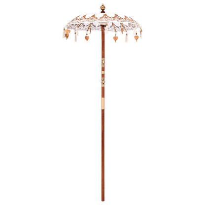 vidaXL Balinesischer Sonnenschirm mit Sockel Creme 95 x 95 x 260 cm