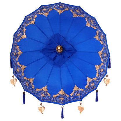 vidaXL Balinesischer Sonnenschirm mit Sockel Blau 95 x 95 x 260 cm