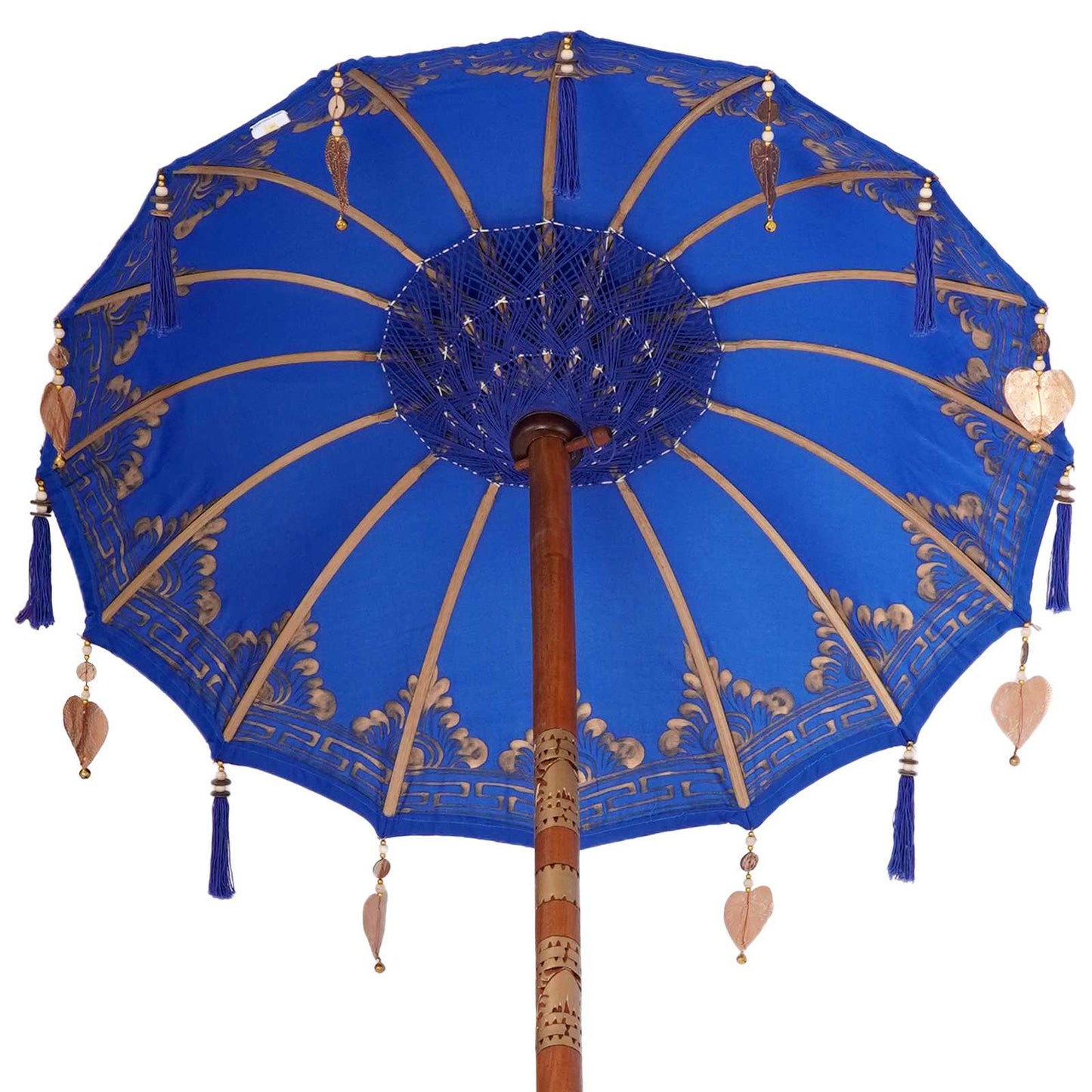 vidaXL Balinesischer Sonnenschirm mit Sockel Blau 95 x 95 x 260 cm