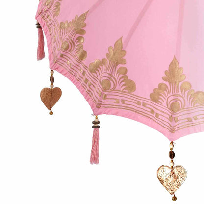 vidaXL Balinesischer Sonnenschirm mit Sockel Rosa 95 x 95 x 260 cm