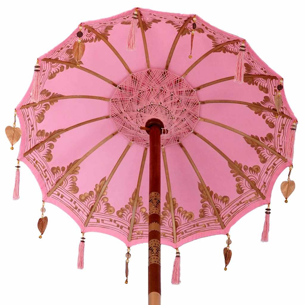 vidaXL Balinesischer Sonnenschirm mit Sockel Rosa 95 x 95 x 260 cm