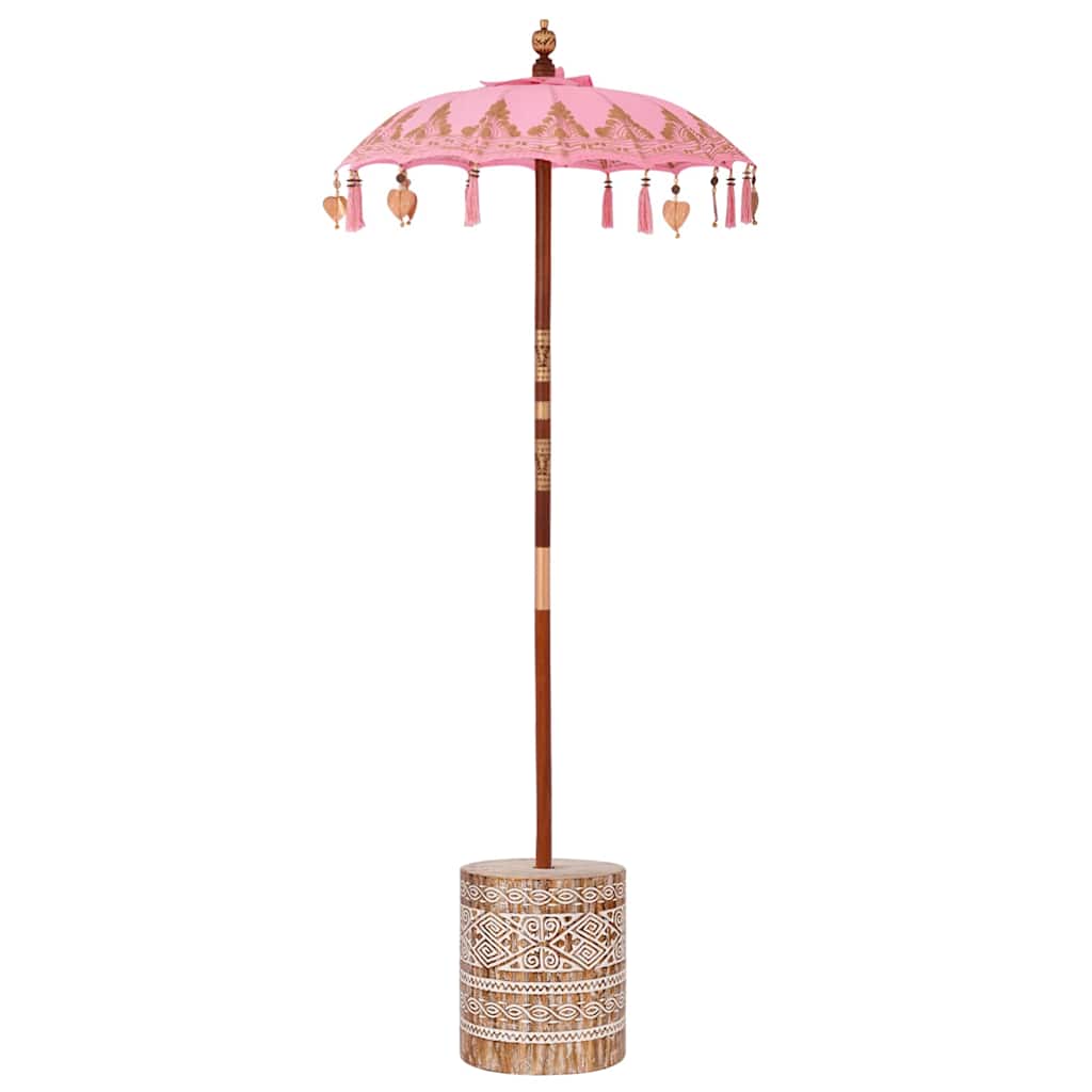 vidaXL Balinesischer Sonnenschirm mit Sockel Rosa 95 x 95 x 260 cm