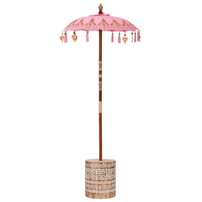 vidaXL Balinesischer Sonnenschirm mit Sockel Rosa 95 x 95 x 260 cm