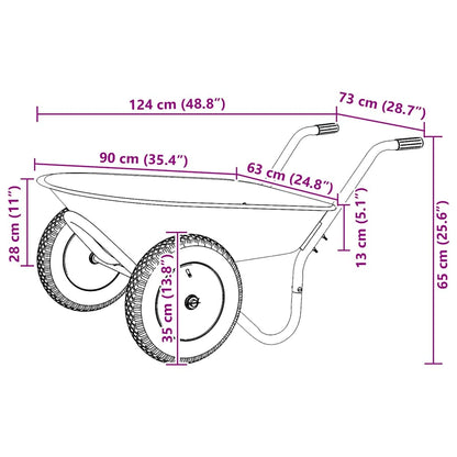 Schubkarre Silber und Schwarz 124 x 73 x 65 cm Stahl