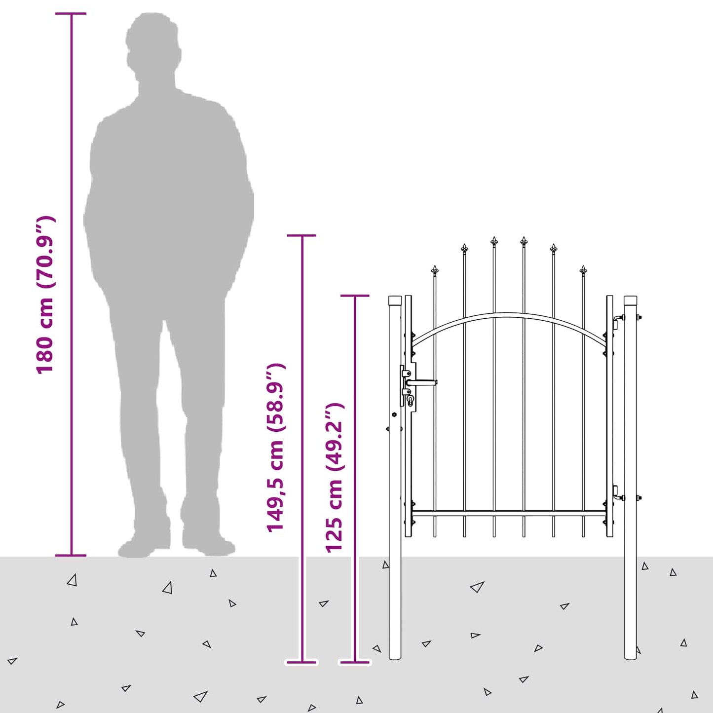 Gartentor mit Schloss Grau 100 x 100 cm Stahl