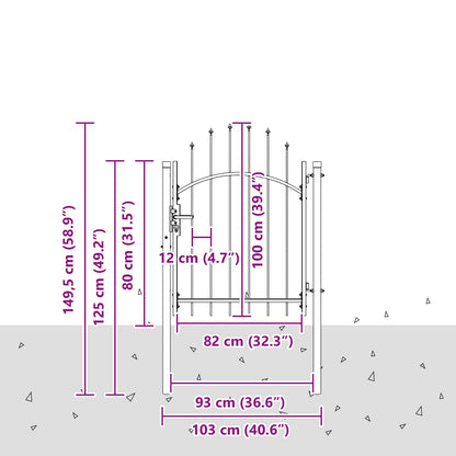 Gartentor mit Schloss Grau 100 x 100 cm Stahl