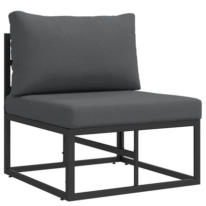 vidaXL Gartenmöbel mit Kissen 3 Stück Schwarz und Anthrazit Metall