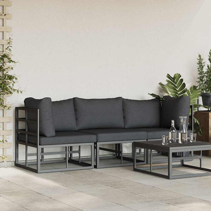 vidaXL Gartenmöbel mit Kissen 3 Stück Schwarz und Anthrazit Metall