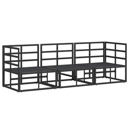 vidaXL Gartenmöbel mit Kissen 3 Stück Schwarz und Anthrazit Metall