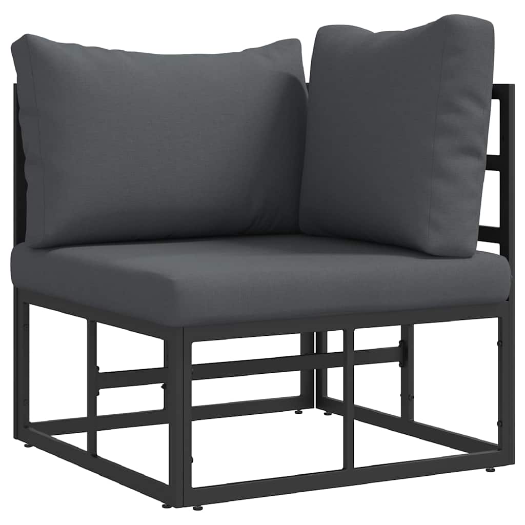 vidaXL Gartenmöbel mit Kissen 3 Stück Schwarz und Anthrazit Metall