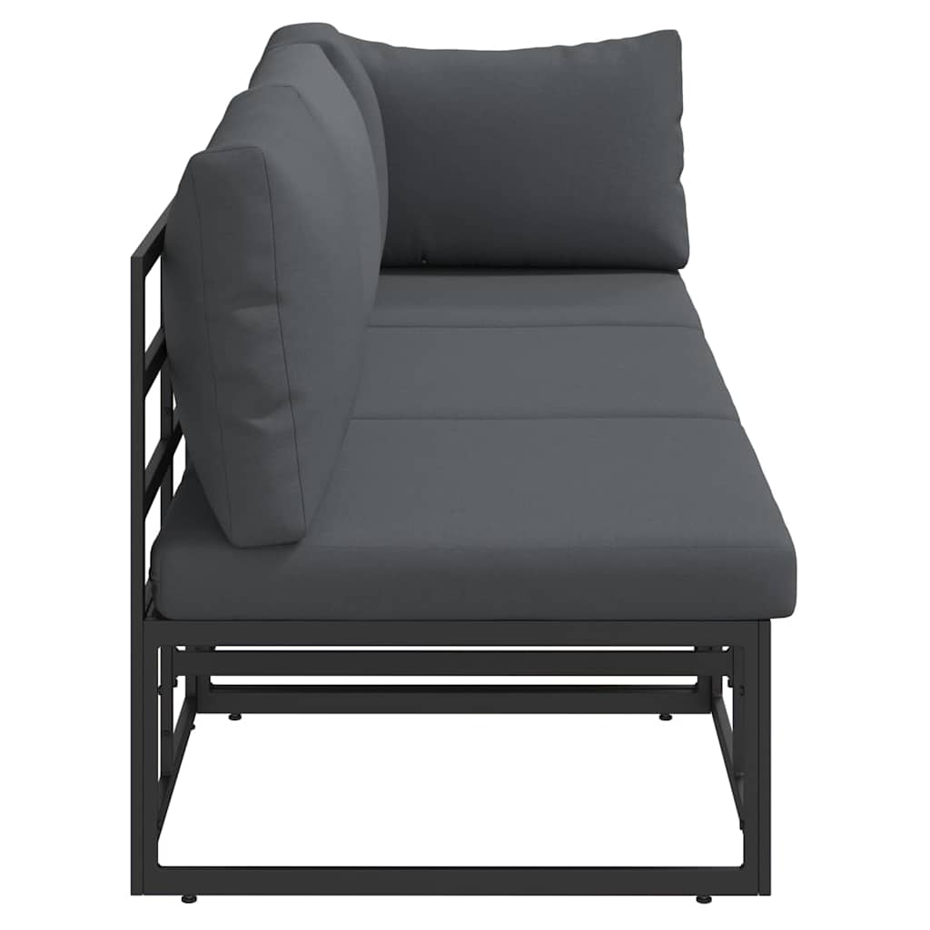 vidaXL Gartenmöbel mit Kissen 3 Stück Schwarz und Anthrazit Metall