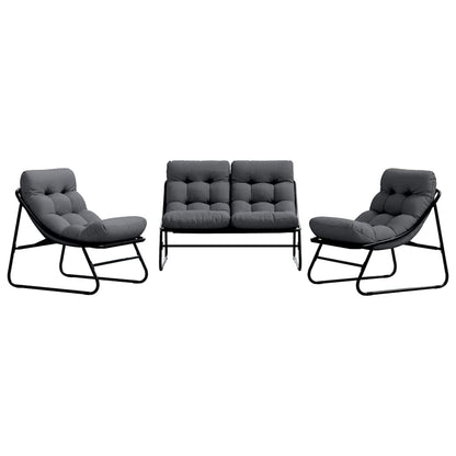 vidaXL gartenmöbel mit Kissen 3 pcs Schwarz Pulverbeschichteter Stahl