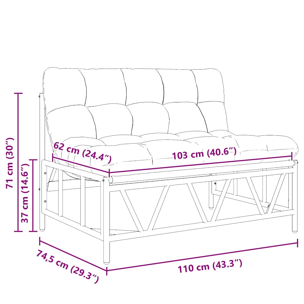 vidaXL Banc de jardin gris clair 110 x 75 x 71 cm Acier