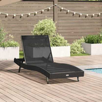 Sonnenliege Schwarz 197 x 70 x 82 cm Poly-Rattan