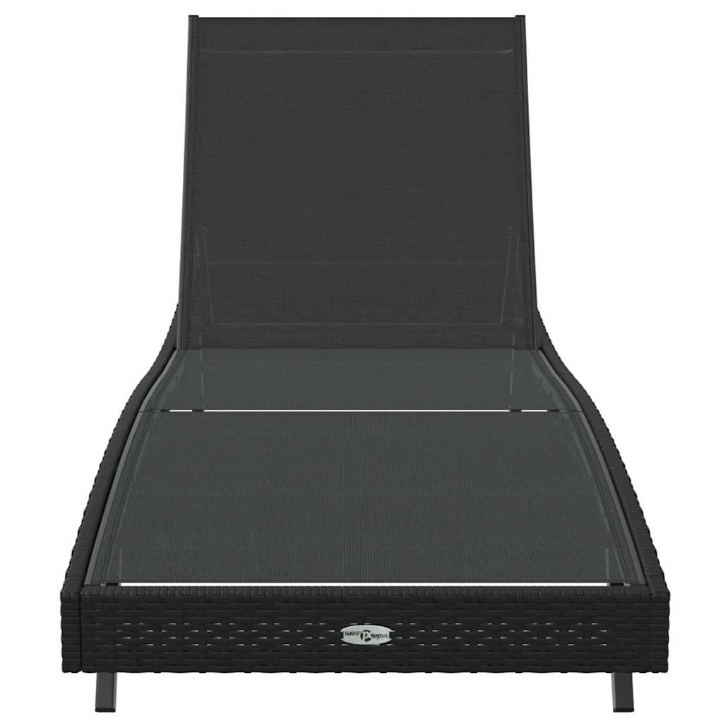 Sonnenliege Schwarz 197 x 70 x 82 cm Poly-Rattan