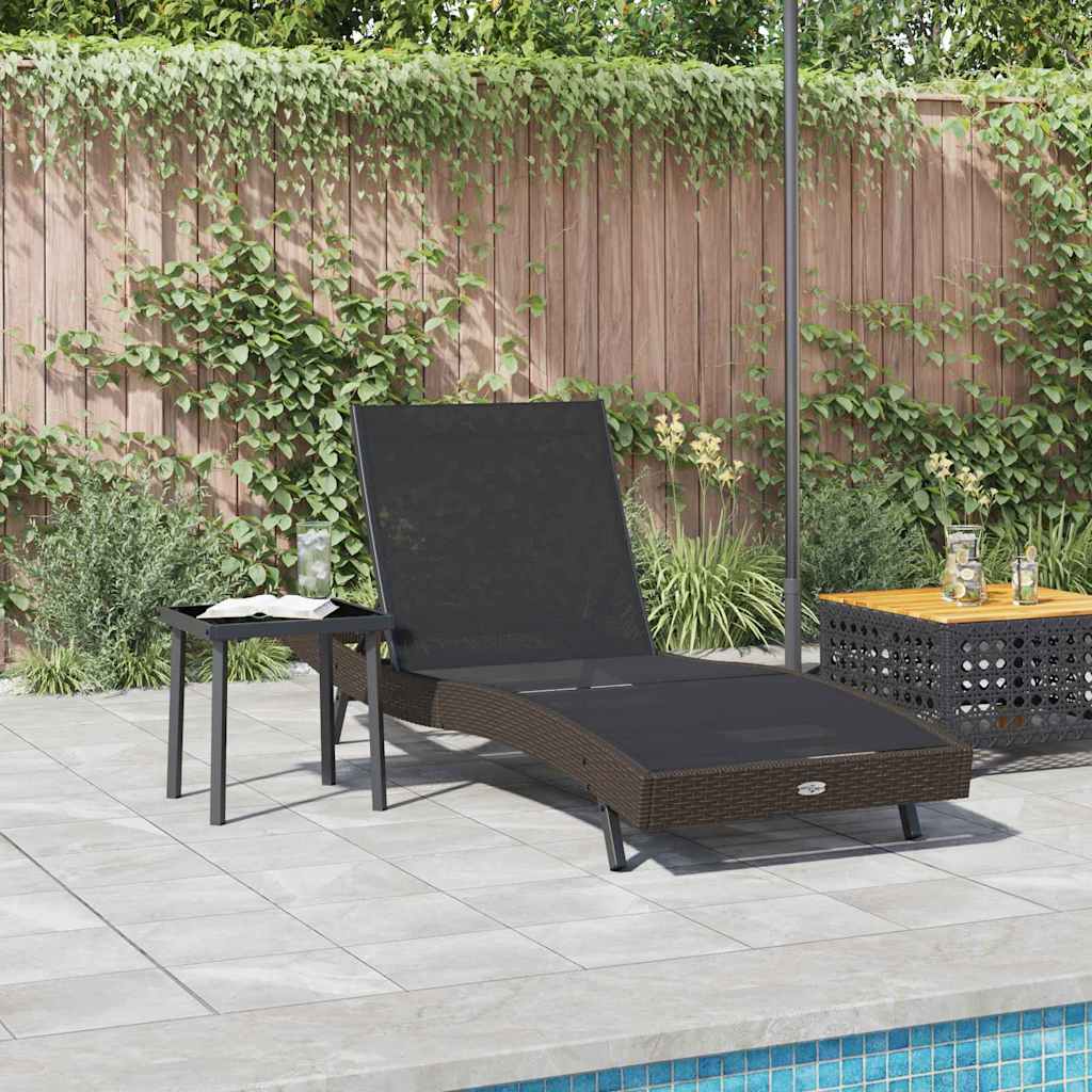 Sonnenliege 2 pcs Schwarz und Braun Poly-Rattan